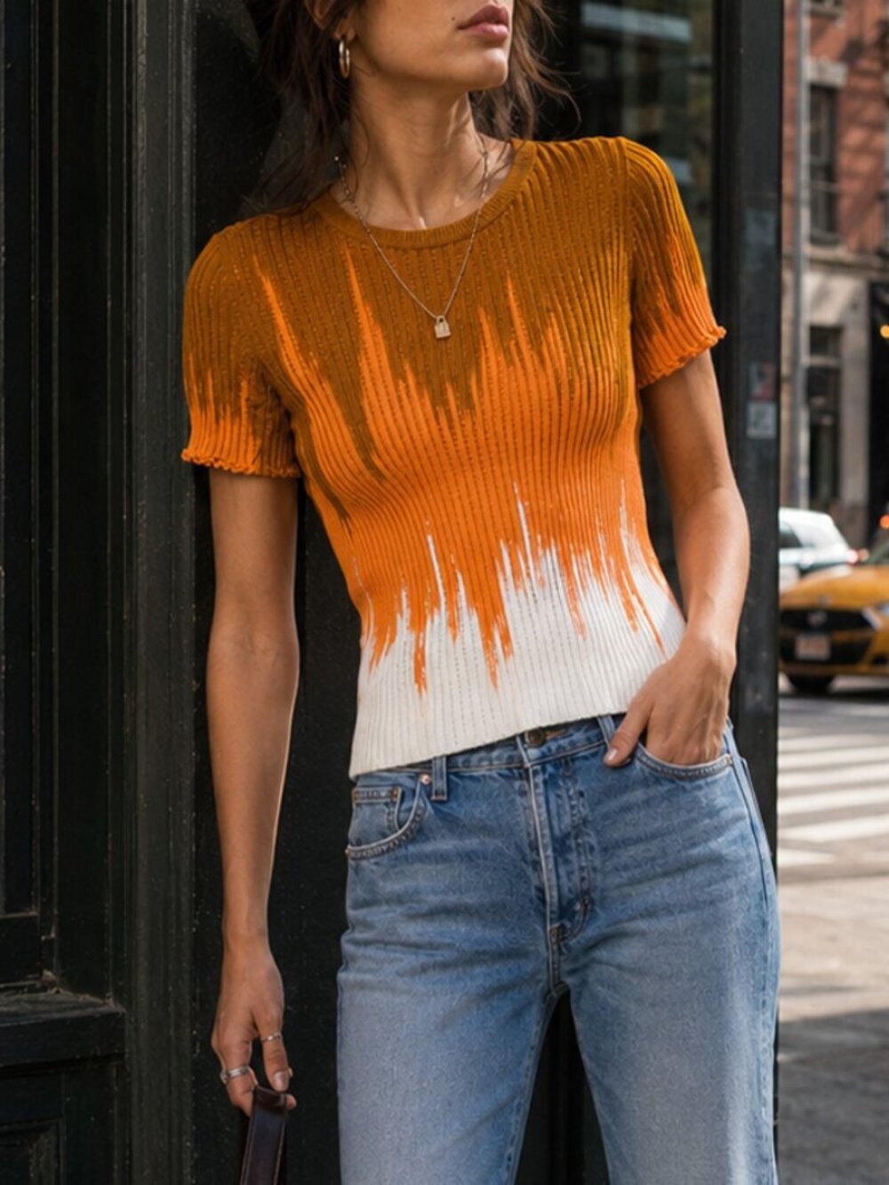 Opening Ceremony Rare Drip Colorblock Ribbed Knit Top Size S